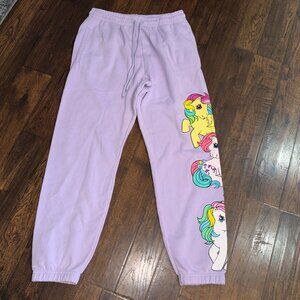 My Little Pony Sweatpants Lavender Purple Joggers Adult L Graphic Print